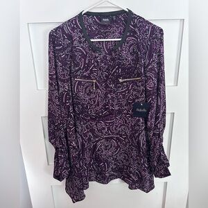 Purple Paisley Long Sleeve Blouse NEW  with tags women’s small